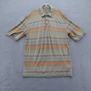 Nike Golf Striped Performance Polo Large Green Orange Mens Short Sleeve Stretchy